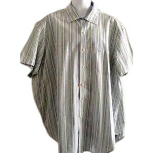 Tailorbyrd Men's Shirt 2XL Stripes Blue Green Purple Yellow Button Front SS